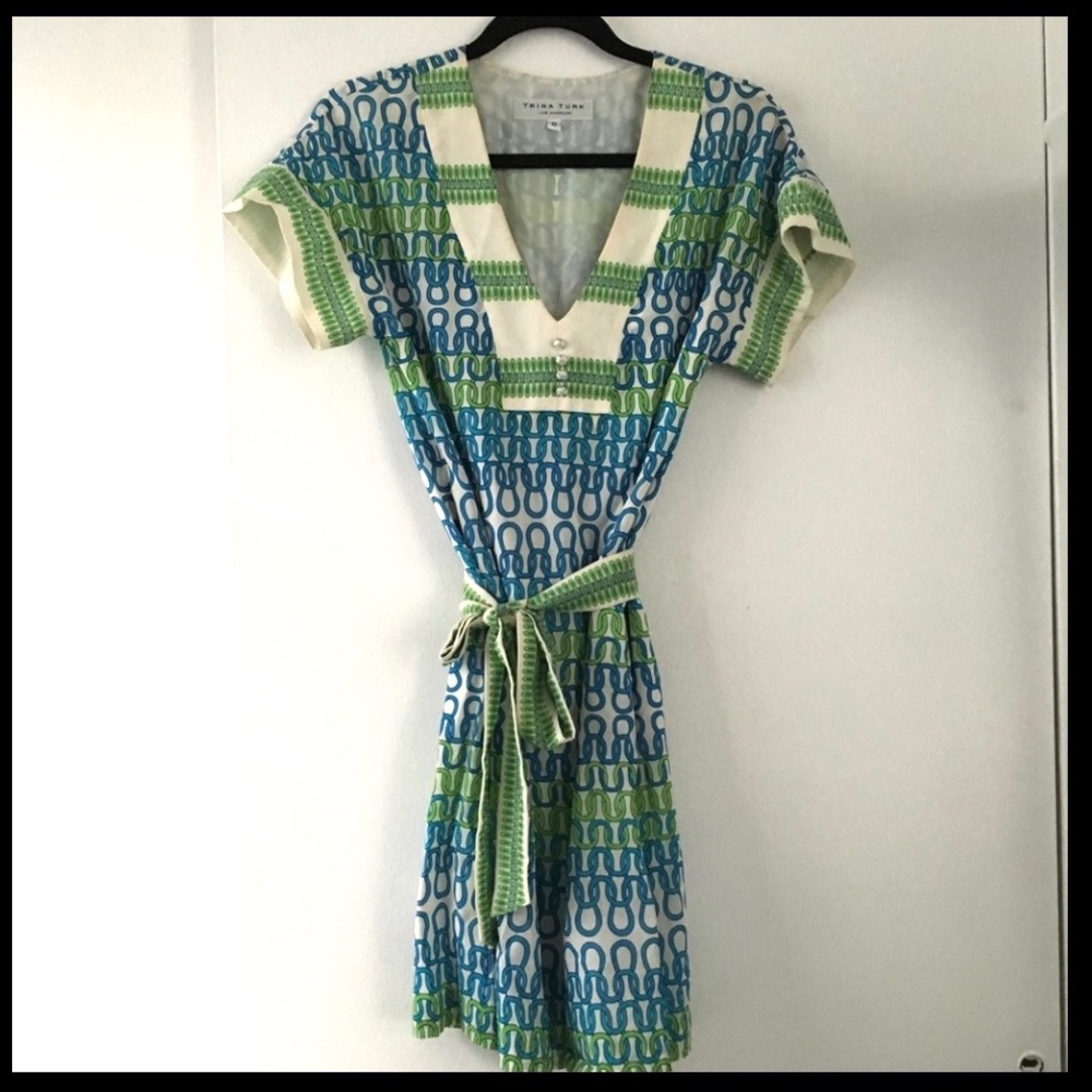 Trina Turk silk dress iconic print size 0
